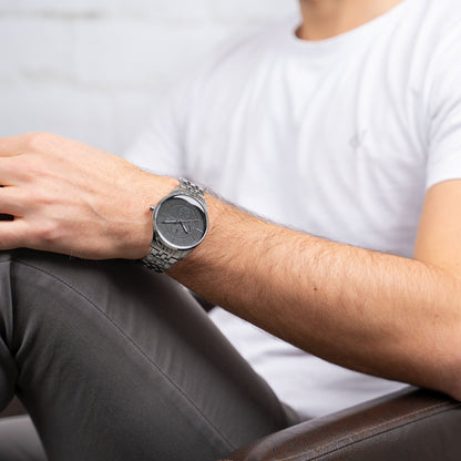 Pierre Cardin Men's Silver Watch, Black Dial | Pc902731f108